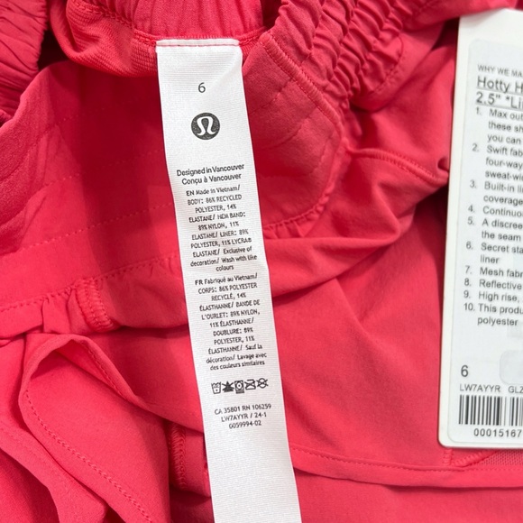 Lululemon NWT Hotty Hot High-Rise Lined Short 2.5" Glaze Pink - Picture 9 of 11